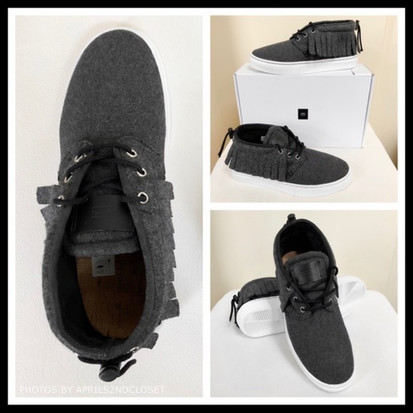 MID LOW TOP SNEAKERS FLATFORM BOHO FRINGE GREY FLATS STREETWEAR SHOES A2C - Picture 2 of 8